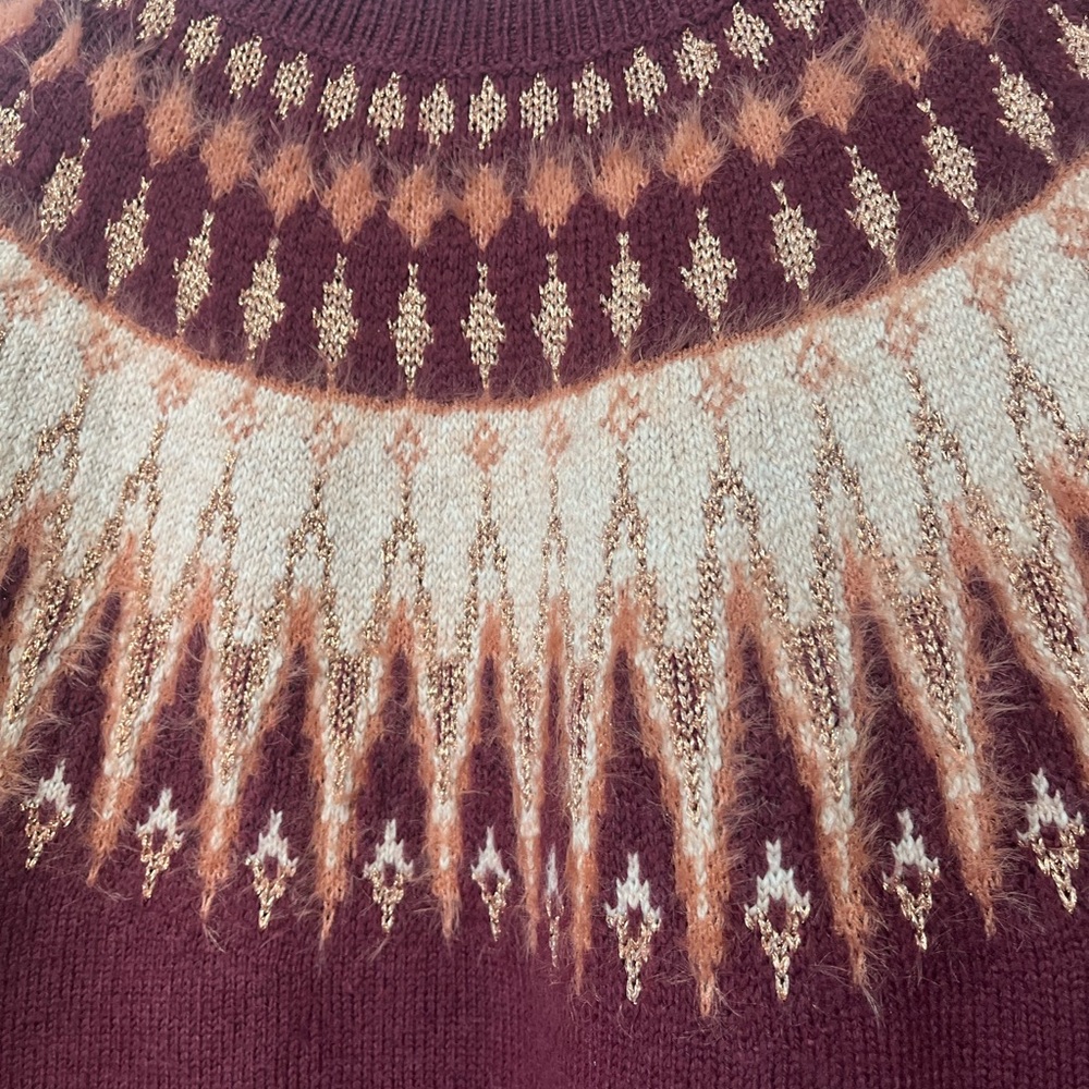 Style and Co Burgundy Knit Sweater with Patterned Yoke
Machine wash gentle cold - Picture 6 of 9